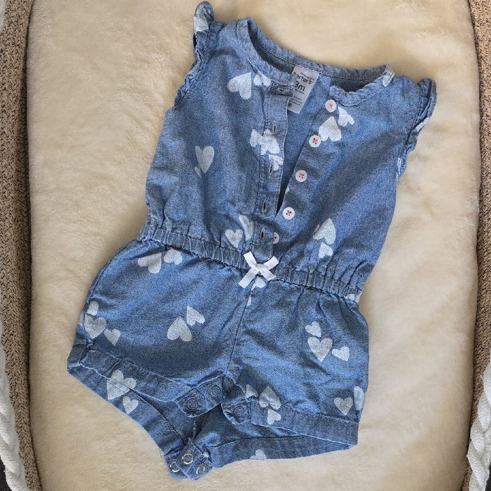 Carter's Denim Blue Baby Outfit with Heart Design
